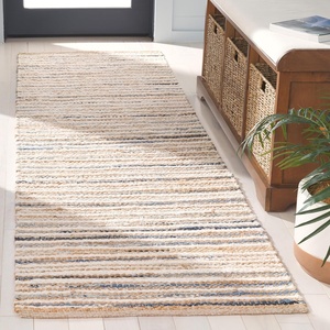 image:imageSAFAVIEH Area Rug 8x10  Cape Cod Collection  Large  Natural amp Ivory Geometric Design Ideal for Living Room Bedroom Office Dining Space CAP151ANaturalLight Blue