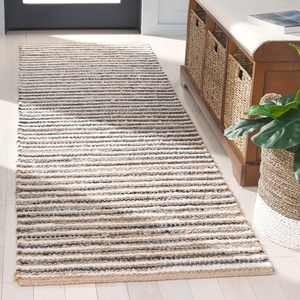 image:imageSAFAVIEH Area Rug 8x10  Cape Cod Collection  Large  Natural amp Ivory Geometric Design Ideal for Living Room Bedroom Office Dining Space CAP151ANaturalNavy