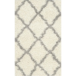 image:imageSAFAVIEH Area Rug 8x10  Dallas Shag Collection  Large  Beige amp Ivory Trellis Pattern NonShedding amp Easy Cleaning Plush Thick Pile Ideal for Living Room Bedroom Dining Space SGD257DIvoryGrey