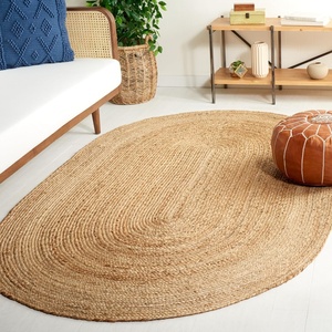 image:imageSAFAVIEH Area Rug 9 Round  Natural Fiber Collection  Natural Brown Handmade Jute Braided Border Design NF801NNatural