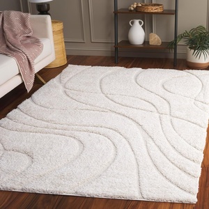 image:imageSAFAVIEH Florida Shag Collection Area Rug  8 x 10 Light Blue amp Cream NonShedding amp Easy Care 12inch Thick Ideal for High Traffic Areas in Living Room Bedroom SG4716011Creme
