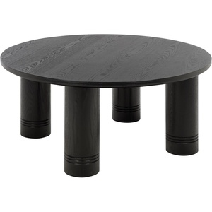 image:imageSAFAVIEH Furniture  Canino Round Coffee Table  Walnut  Modern Living Room Table with Sculptural Legs for Living Room Family Room 394 W x 394 D x 17 H COF2306ABlack