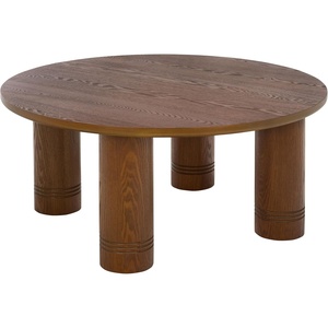 image:imageSAFAVIEH Furniture  Canino Round Coffee Table  Walnut  Modern Living Room Table with Sculptural Legs for Living Room Family Room 394 W x 394 D x 17 H COF2306AWalnut