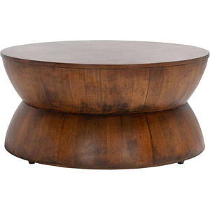 image:imageSAFAVIEH Furniture  Lailah Round Coffee Table  MidCentury Design  Brown Sculptural Drum  Fully Assembled  Ideal for Living Room Family Room 30 W x 30 D x 14 H ALV1000ABrown