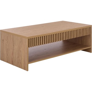image:imageSAFAVIEH Furniture  Masa Rectangular Coffee Table  Oak with Open Shelf Storage Modern Living Room Table with Slatted Detail 47 W x 236 D x 165 H COF3601AOak
