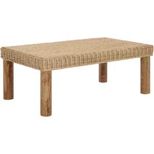 image:imageSAFAVIEH Home Collection  Shazza Mango Wood amp Rattan Weaved Coffee Table Rustic Boho Design Fully Assembled COF6517ANatural