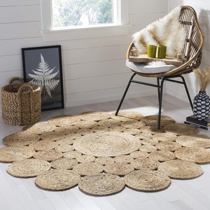 image:imageSAFAVIEH Natural Fiber Collection Area Rug  4 Round Natural Handmade Boho Charm Farmhouse Jute Ideal for High Traffic Areas in Living Room Bedroom NF363ANatural