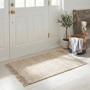 image:imageSAFAVIEH Natural Fiber Collection Area Rug  8 x 10 Green Handmade Boho Fringe Woven Jute Ideal for High Traffic Areas in Living Room Bedroom NF368GIvory