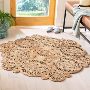 image:imageSAFAVIEH Natural Fiber Round Collection 6 Round Natural NFB238A Handmade Boho Country Charm Jute Area RugNatural