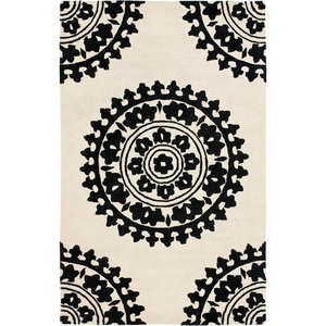 image:imageSAFAVIEH Soho Collection 8 Round Light GreyIvory SOH732K Handmade Premium Wool amp Viscose Area RugBrownGreen