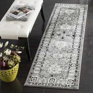 image:imageSAFAVIEH Vintage Hamadan Collection Area Rug  67 Round Dark Grey amp Ivory Traditional Persian Design NonShedding amp Easy to Clean Ideal for Living Room Bedroom Dining Space VTH214MGreyBlack