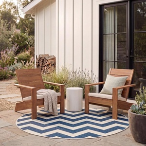 image:imageSAFAVIEH Washable Rug Outdoor Courtyard Collection  53 Round Navy amp Beige NonShedding amp Easy Cleaning Ideal for Patio Backyard Mudroom CY6244268