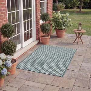 image:imageSAFAVIEH Washable Rug Outdoor Courtyard Collection  8 x 10 Light Blue amp Light Grey NonShedding amp Easy Cleaning Ideal for Patio Backyard Mudroom DIning Space CY865337121TurquoiseLight Grey