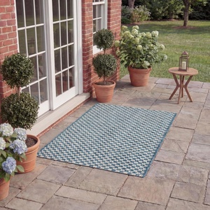 image:imageSAFAVIEH Washable Rug Outdoor Courtyard Collection  8 x 10 Light Blue amp Light Grey NonShedding amp Easy Cleaning Ideal for Patio Backyard Mudroom DIning Space CY865337121BlueLight Grey