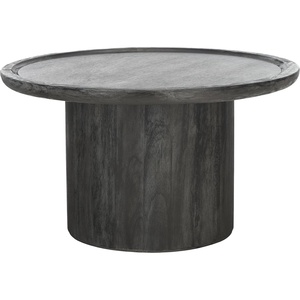 image:imageSafavieh Home Devin Natural Pedestal Round Coffee TableBlack W White Wash Distress 