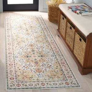 image:imageSafavieh Washable Rug Arizona Collection  8 x 10 Rust amp Aqua Slip Resistant amp Easy to Clean Ideal for Living Room Bedroom Home Office Dining Space ARZ126QLight GreenBeige