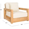 image:imageSAFAVIEH Couture  Montford Brazilian Teak Solid Wood IndoorOutdoor Arm Chair Brown Cushion Low Profile Lounge Chair 13 Seat Height Patio Furniture CPT1000CNatural TeakBeige