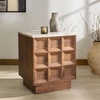 image:imageSAFAVIEH Couture Collection  Paxter Walnut amp White Marble Top 2Drawer Nightstand Modern Storage Bedside Table Fully Assembled SFV9758AWalnutWhite