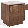 image:imageSAFAVIEH Couture Collection  Paxter Walnut amp White Marble Top 2Drawer Nightstand Modern Storage Bedside Table Fully Assembled SFV9758AWalnutWhite