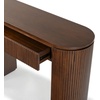 image:imageSAFAVIEH Couture Collection Rikki Walnut Brown Fluted Oval Top 1Drawer Console TableWalnut