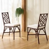 image:imageSAFAVIEH Furniture  Bhumi Accent Chair Set of 2  Coastal Design White amp Chocolate Brown Rattan  Fully Assembled  Ideal for Living Room Bedroom Dining Space 197 Seat Height ACH6509DSET2