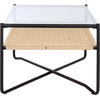 image:imageSAFAVIEH Home Collection  Omaka Coffee Table with Clear Glass Top Natural Rope Shelf amp Black Metal Frame Modern Living Room Design COF2308ANaturalBlack