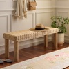image:imageSAFAVIEH Home Collection  Shazza Natural Brown Solid Wood Bench with Woven Seat Fully Assembled BCH6501ANatural