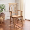 image:imageSAFAVIEH Home Collection  Yana Double XBack Dining Arm Chair Solid Wood Light Oak Finish Classic Farmhouse Style DCH6901BLight Oak