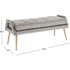 image:imageSAFAVIEH Home Collection Everdeen Glam Silver Grey VelvetGold Pillow Top Tufted BenchSilver GreyGold