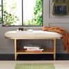 image:imageSAFAVIEH Home Collection Iona BlackWalnut Open Shelf Bench with CushionCreamNatural