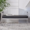 image:imageSAFAVIEH Home Collection PIM Shale VelvetChrome Long Rectangle Living Room Bedroom Entryway Foyer Office Hallway Upholstered Bench with ArmsBlack  Chrome