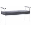 image:imageSAFAVIEH Home Collection PIM Shale VelvetChrome Long Rectangle Living Room Bedroom Entryway Foyer Office Hallway Upholstered Bench with ArmsBlack  Chrome