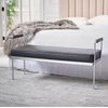 image:imageSAFAVIEH Home Collection PIM Shale VelvetChrome Long Rectangle Living Room Bedroom Entryway Foyer Office Hallway Upholstered Bench with ArmsBlack  Chrome