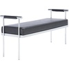 image:imageSAFAVIEH Home Collection PIM Shale VelvetChrome Long Rectangle Living Room Bedroom Entryway Foyer Office Hallway Upholstered Bench with ArmsBlack  Chrome