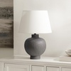 image:imageSAFAVIEH Lighting Collection  Benita Brushed Grey Resin Table Lamp with Fabric Shade 22 Modern Bedside or Living Room Light E26 Bulb Compatible TBL4651AGray