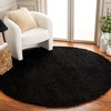 image:imageSAFAVIEH Lindsay Shag Collection Round Rug  67 Round Pink Contemporary Design Ideal for High Traffic Areas in Living Room Bedroom amp Dining Room LNS560U7RBlack