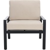 image:imageSAFAVIEH Outdoor Couture Patio Furniture Guam Black Aluminum amp Beige Armchair with CushionsBlackBeige