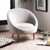 image:imageSafavieh Couture Home Razia Retro Glam Pale Taupe Velvet Channel Tufted Tub ChairPale Taupe  Gold