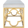 image:imageSafavieh Home Fleur 45inch Glam Grey Velvet and Gold Rectangle BenchGrey  Gold