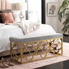 image:imageSafavieh Home Fleur 45inch Glam Grey Velvet and Gold Rectangle BenchGrey  Gold