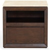 image:imageSAFAVIEH Couture Collection  Alaura Travertine Top amp Walnut Nightstand Modern Bedside Table with Drawer amp Shelf Fully Assembled SFV2222BTravertineWalnut