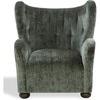 image:imageSAFAVIEH Couture Collection  Galloway Faux Shearling Wingback Accent Chair Beige Teddy Upholstered Lounge Seating SFV5139CDark GreenWalnut