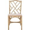 image:imageSAFAVIEH Home Collection  Chadale Rattan Dining Chair Set of 2 Natural amp Cream Upholstered Seat Coastal Boho Accent Chairs Fully Assembled SEA8037ANaturalCream