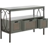 image:imageSAFAVIEH Home Collection  Joshua Ash Grey 3Drawer Console Table with Shelf Wicker Front Storage Drawers FarmhouseInspired Accent Console for Entryway or Living Room AMH6532BAsh Grey