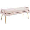 image:imageSAFAVIEH Home Collection Everdeen Glam Silver Grey VelvetGold Pillow Top Tufted BenchPinkGold