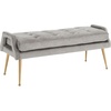 image:imageSAFAVIEH Home Collection Everdeen Glam Silver Grey VelvetGold Pillow Top Tufted BenchSilver GreyGold