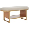 image:imageSAFAVIEH Home Collection Iona BlackWalnut Open Shelf Bench with CushionCreamNatural