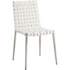 image:imageSAFAVIEH Home Collection Rayne Cognac Woven LeatherSilver Dining Chair Set of 2  Fully AssembledWhite  Silver