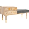 image:imageSAFAVIEH Home Collection TAFT NaturalGrey Fabric Solid Wood 2Drawer Cushion Seated Bench