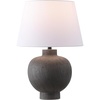 image:imageSAFAVIEH Lighting Collection  Benita Brushed Grey Resin Table Lamp with Fabric Shade 22 Modern Bedside or Living Room Light E26 Bulb Compatible TBL4651AGray